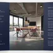 Business Logo Navy Blauw Gevouwen Brochure Drieluik Kaart (Binnenkant midden)