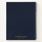 Business Logo Navy Blauw & Goud Monogram Initiaal Notitieboek (Achterkant)