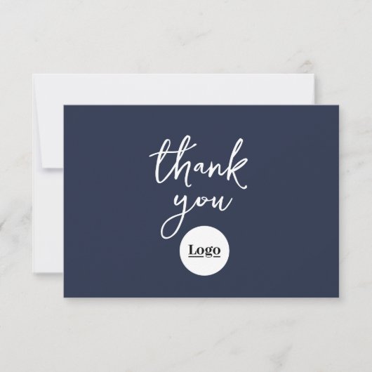 Business Logo Navy Blue bedankkaart (Voorkant)