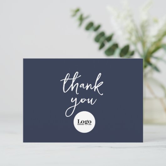 Business Logo Navy Blue bedankkaart (Staand voorkant)