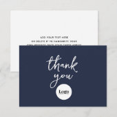 Business Logo Navy Blue bedankkaart (Voorkant / Achterkant)