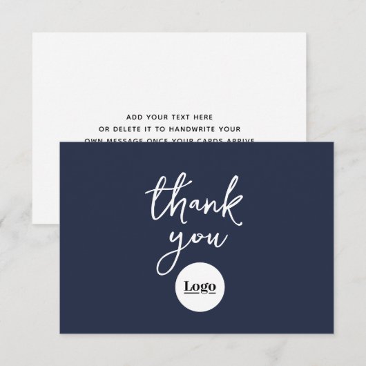 Business Logo Navy Blue bedankkaart (Voorkant / Achterkant)