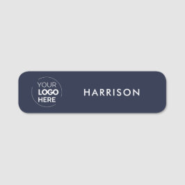 Business Logo Navy Blue Minimalistische medewerker Naamplaatje