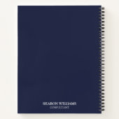 Business Logo Navy Blue Monogram Initiaal Notitieboek (Achterkant)