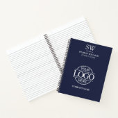 Business Logo Navy Blue Monogram Initiaal Notitieboek (Binnen)