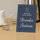Business Logo Navy Blue Professional Drink Station Reclamebord Met Voetstuk