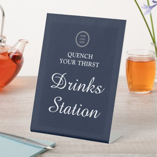 Business Logo Navy Blue Professional Drink Station Reclamebord Met Voetstuk (Insitu)