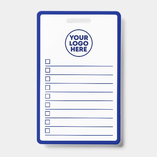 Business Logo Navy Blue Whiteboard To Do List Badge (Voorzijde)