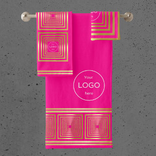 Business logo neon helder hot roze gouden handdoek