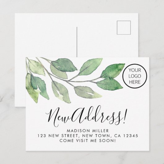Business Logo New Address Moving Aankondigingskaart (Voorkant / Achterkant)