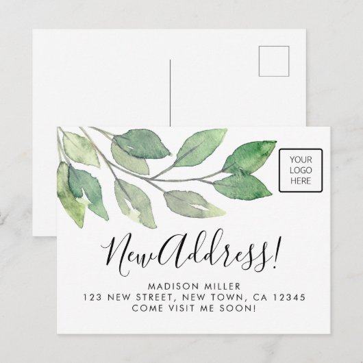 Business Logo New Address Moving Aankondigingskaart (Voorkant / Achterkant)