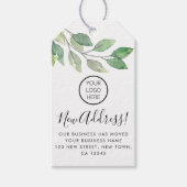Business Logo Nieuw Adres Waterverf Gift Labels Cadeaulabel (Voorkant)