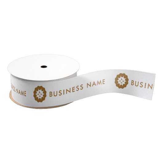 Business Logo of Icon + Gouden Naam Bedrijf Wit Grosgrain Lint (Spoel)