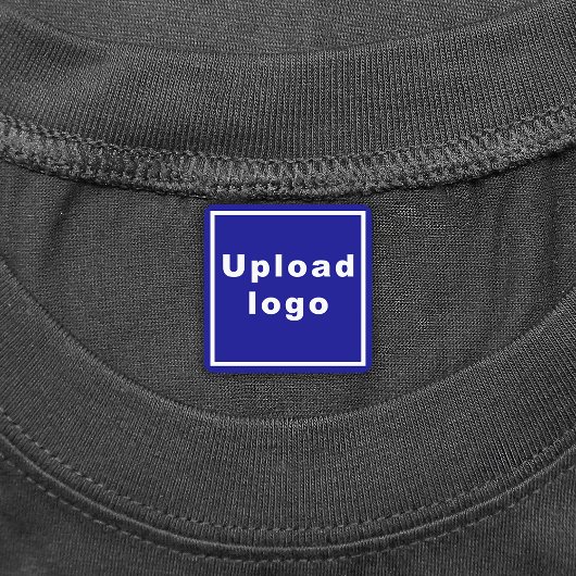 Business Logo on Blue Square Iron op label