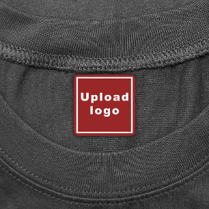 Business Logo on Red Square Iron op label