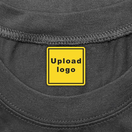 Business Logo on Yellow Square Iron op label