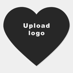 Business Logo op Black Heart Shape Sticker