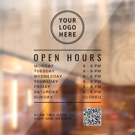 Business Logo Open Hours Create Your QR Code Raamsticker (Vel 2)