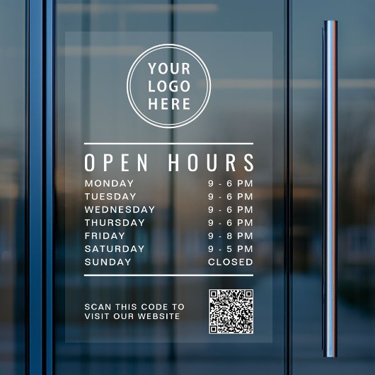 Business Logo Open Hours Create Your QR Code Raamsticker