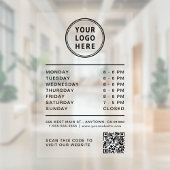 Business Logo Open Hours QR Code Raamsticker