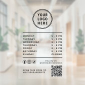 Business Logo Open Hours Social Media QR Code Raamsticker