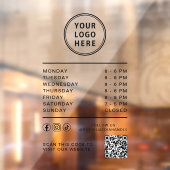 Business Logo Open Hours Social Media QR Code Raamsticker (Vel 2)
