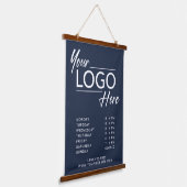 Business Logo Open Uren Blauw Hangend Wandkleed (Gebogen)