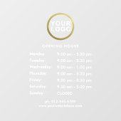 Business Logo Openingstijden Venster Cling | wit Raamsticker (Vel)