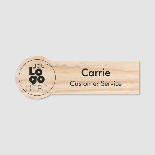 Business Logo Organic Light Wood Medewerker Naam T Naamplaatje (Voorkant)
