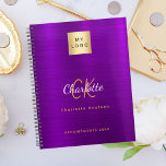 Business logo paarse gouden monogram glamoureus 20 planner<br><div class="desc">Een paarse achtergrond. Personaliseer en voeg uw zakelijke logo,  monogram initialen,  naam en een titel toe. Gouden en witte letters. Uw bedrijf logo zowel aan de voorkant als aan de achterkant.</div>