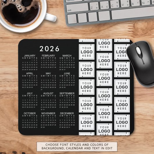 Business Logo Pattern 2026 Calendar Aangepaste kle Muismat
