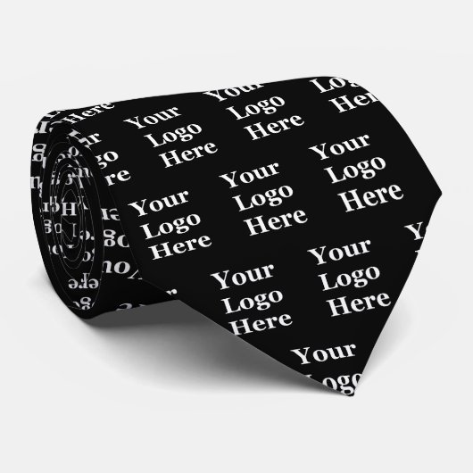 Business Logo Pattern Black Sjabloon Stropdas (Opgerold)
