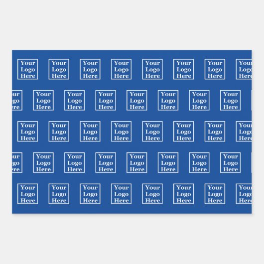 Business Logo Pattern Blue Sjabloon Inpakpapier Vel (Voorkant 2)