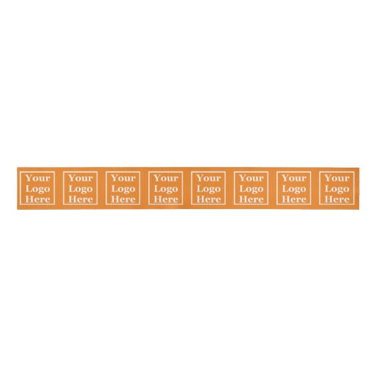 Business Logo Pattern Oranje Branded Sjabloon Grosgrain Lint (Voorkant)