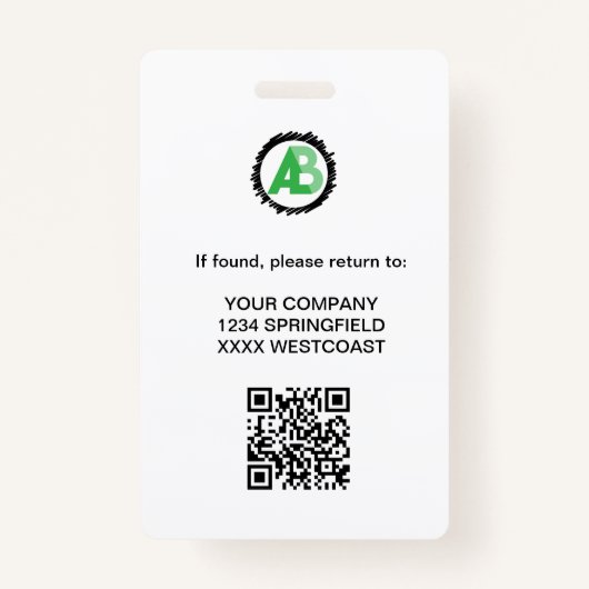 Business Logo Personeel Medewerker QR Code Badge (Achterkant)