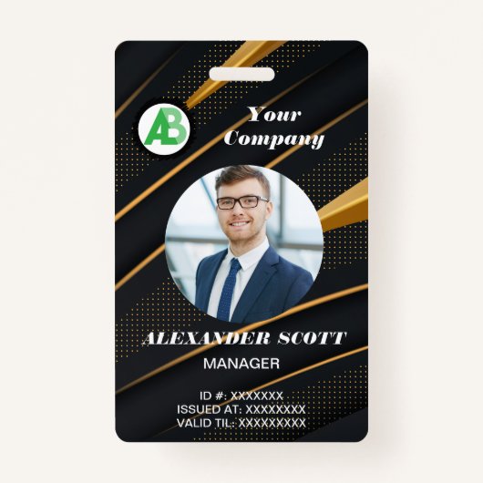 Business Logo Personeel Medewerker QR Code Badge (Voorkant)