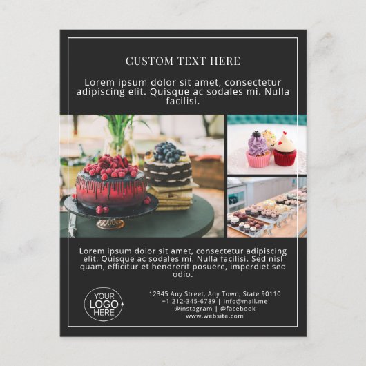 Business Logo Photo Collage Grid Black Promo Flyer (Voorkant)