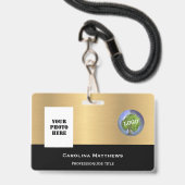 Business Logo Photo Gold Black Badge (Voorzijde met lanyard)