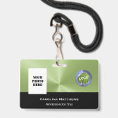 Business Logo Photo Green Black Badge (Voorzijde met lanyard)