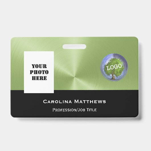 Business Logo Photo Green Black Badge (Voorzijde)