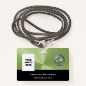 Business Logo Photo Green Black Badge (Voorkant met draagriem)