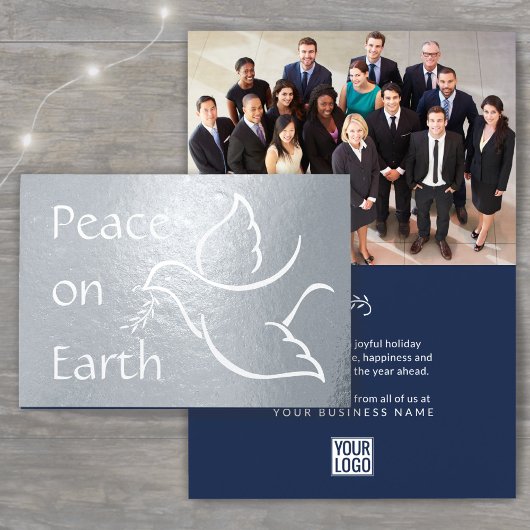Business Logo & Photo Peace op Earth Holiday Dove Folie Kaarten
