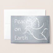 Business Logo & Photo Peace op Earth Holiday Dove Folie Kaarten (Voorkant met envelop)