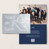 Business Logo & Photo Peace op Earth Holiday Dove Folie Kaarten (Display)