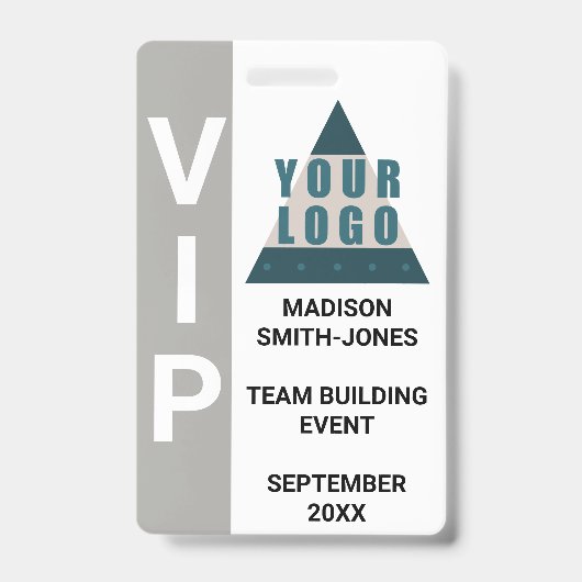 Business Logo Photo Team Building Giften VIP Badge (Front)