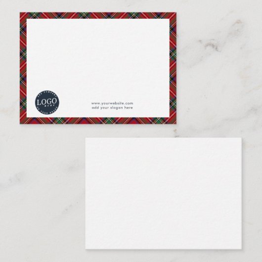 Business Logo Plaid Medewerkers Tartan Notitiekaartje (Voorkant / Achterkant)