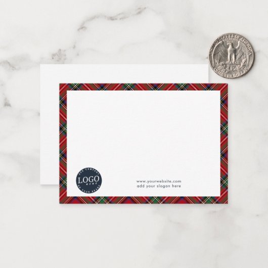 Business Logo Plaid Medewerkers Tartan Notitiekaartje (Voorkant / Achterkant in situ)