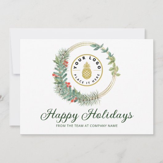 Business Logo Prettige feestdagen Kerstmis Feestdagenkaart (Voorkant)