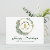 Business Logo Prettige feestdagen Kerstmis Feestdagenkaart (Staand voorkant)