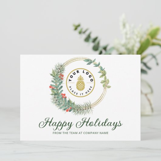 Business Logo Prettige feestdagen Kerstmis Feestdagenkaart (Staand voorkant)